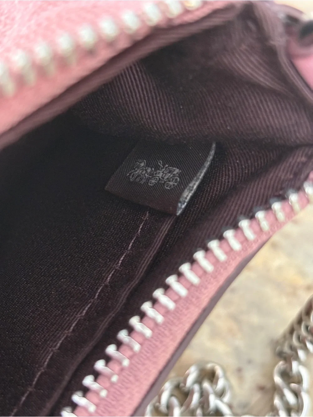 Coach Pink Signature Chain Shoulder Mini Bag